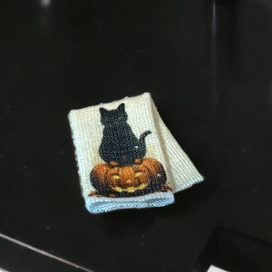 Halloween kitchen tea towel, dish towel for miniature dollhouse 1:12 scale and 1/6 scale, playscale roombox diorama shadow box