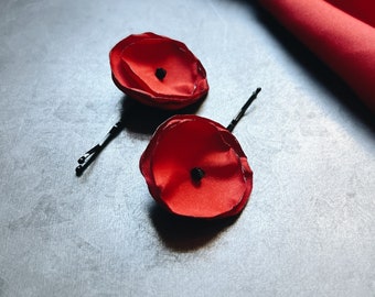 Handcrafted Poppy hairpins/ hair clip/ dress piece