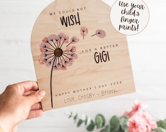 DIY Mothers Day Fingerprint Craft for Kids to Make | Personalized Dandelion Wood Sign Craft for Mom, Grandma