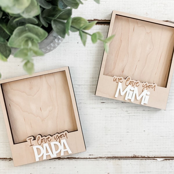 Custom Mini Wood Photo Frame for Grandparents | Engraved Magnetic Picture Frame | Gift for Grandparents, Grandma, Grandpa, Mother's Day Gift