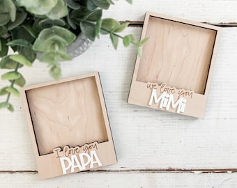 Custom Mini Wood Photo Frame for Grandparents | Engraved Magnetic Picture Frame | Gift for Grandparents, Grandma, Grandpa, Mother&#39;s Day Gift