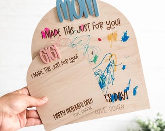 DIY Wood Sign Mother’s Day Craft for Kids, Personalized Gift for Mom Grandma, Drawing and Coloring Craft Mother’s Day Activity