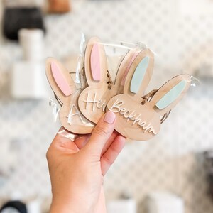 Personalized Easter Basket Tag: Hand Lettered Wooden Bunny Name Tag image 5
