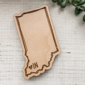Wooden Indiana Magnet / Cute Refrigerator Magnets / Laser Engraved State Magnet / IN Moving Gift / Realtor Closing Gift / Hand Lettered image 5