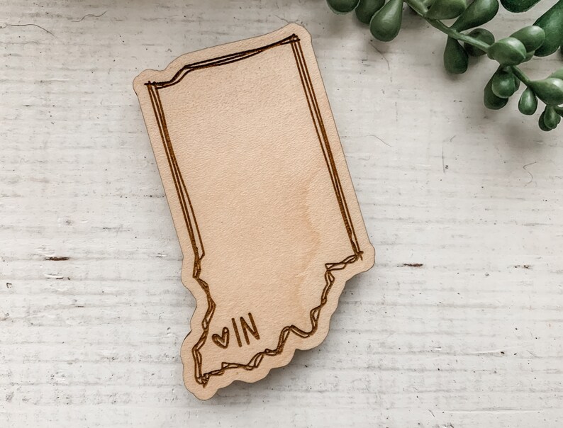 Wooden Indiana Magnet / Cute Refrigerator Magnets / Laser Engraved State Magnet / IN Moving Gift / Realtor Closing Gift / Hand Lettered image 5