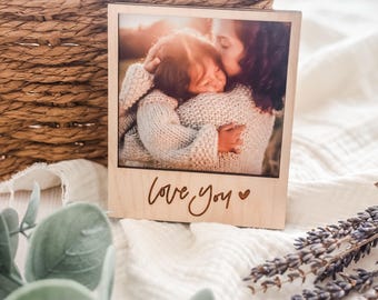 Love You Engraved Maple Wood Picture Frame Magnet