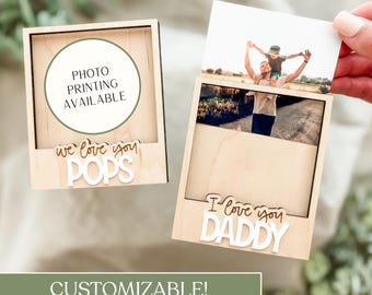 Personalized I Love You Dad Wooden Engraved Picture Frame with Magnet | Customized Gift for Dad