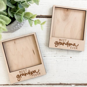 Best Grandma Ever Wood Mini Photo Frame | Engraved Magnetic Picture Frame | Gift for Grandparents, Grandma, Grandpa, Mother's Day Gift