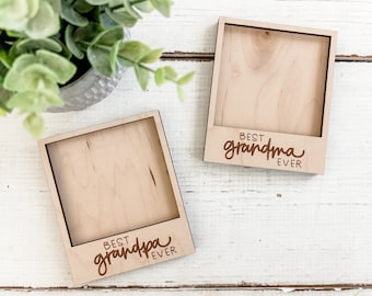 Best Grandma Ever Wood Mini Photo Frame | Engraved Magnetic Picture Frame | Gift for Grandparents, Grandma, Grandpa, Mother's Day Gift