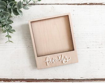 Family Wood Magnetic Polaroid Picture Frame | 3D Photo Frame | Picture Frame Magnet for Fridge, Gift for Family, Birthday, Miss You