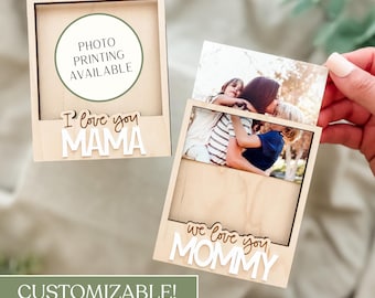 Personalized I Love You Photo Magnet Frame | Laser Engraved Wooden Picture Mother's Day Gift for Mom, Mommy, Mama