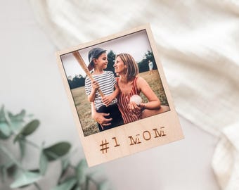 Wooden #1 Mom Laser Engraved Picture Frame Magnet Frame | Sports Mom Mother’s Day Gift Photo
