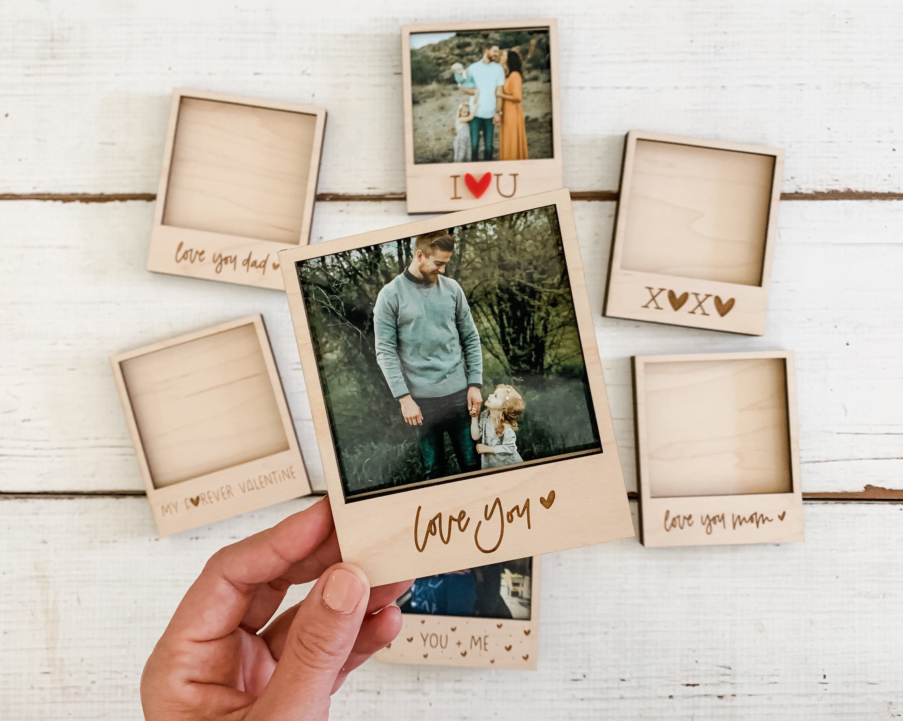 Wood Polaroid Picture Frame Magnet | Valentines Day Gift