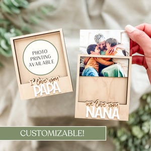 Custom Mini Wood Photo Frame for Grandparents | Engraved Magnetic Picture Frame | Gift for Grandparents, Grandma, Grandpa, Mother's Day Gift