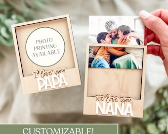 Custom Mini Wood Photo Frame for Grandparents | Engraved Magnetic Picture Frame | Gift for Grandparents, Grandma, Grandpa, Mother's Day Gift