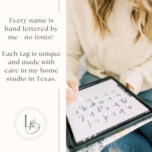 Personalized Easter Basket Tag: Hand Lettered Wooden Bunny Name Tag image 3