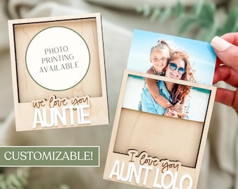 Custom I Love You Aunt Wooden Engraved Picture Frame with Magnet