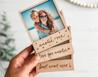 Aunt Picture Frame | Laser Engraved Wood Magnetic Frame for Auntie