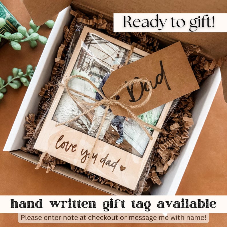 Love You Dad Wood Polaroid Photo Frame Magnet | Father’s Day Gift | Picture frame for Fridge, Gift for Him, Birthday, Gift from Kids for Dad image 7
