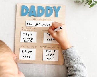 Personalized Father’s Day Dry Erase Sign for Dad | Kids Message Board Gift from Kids | Daddy Questionnaire Board | Reusable Memory Keepsake