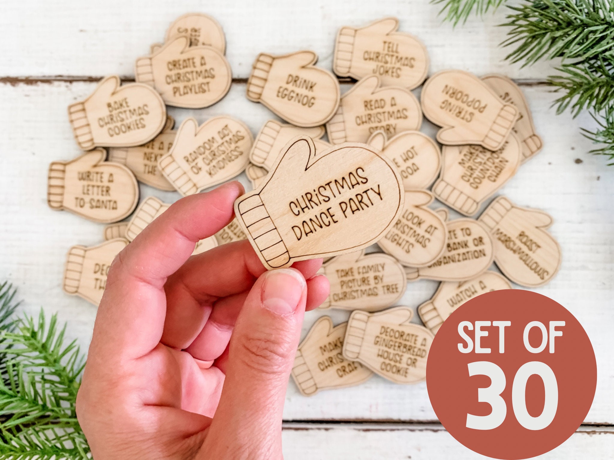 Christmas Activity Tokens for Family | Wooden Christmas Kids Bucket List Tokens | Advent Calendar Fillers, Christmas Countdown Coins