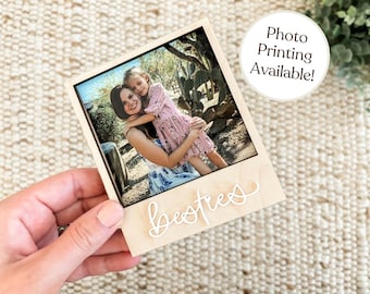 Besties Wood Magnetic Polaroid Picture Frame | 3D Photo Frame | Magnetic Frame for Fridge, Gift for Best Friend Birthday, for mom, for her