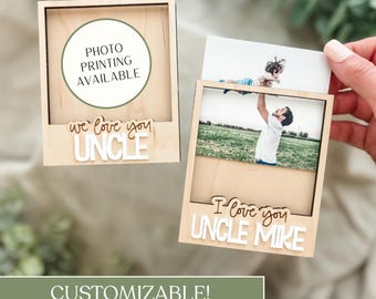 Personalized I Love You Uncle Wooden Engraved Picture Frame with Magnet