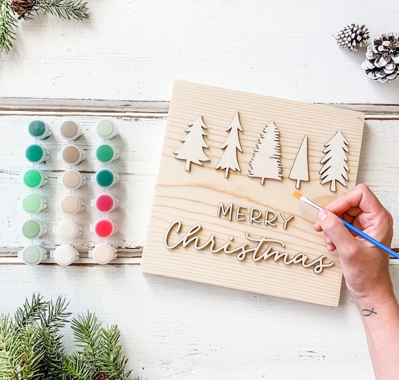 Christmas DIY Paint Kit / Do It Yourself Paint Kit / DIY Wood Etsy