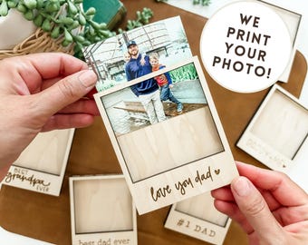 Magnetic Wood Picture Frame with Photo Print | Father’s Day Gift for dad from kids | Love you Dad, Best Dad Ever, #1 Dad