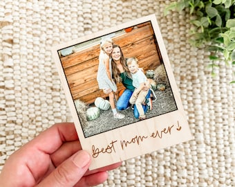 Wood Polaroid Photo Frame Magnet | Mother’s Day Gift | Cute Gift for Mom, Gift for Her, Birthday, Gift from Kids, Best Mom Ever