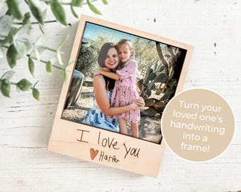 Engraved Wood Photo Frame: Custom Handwriting Gift