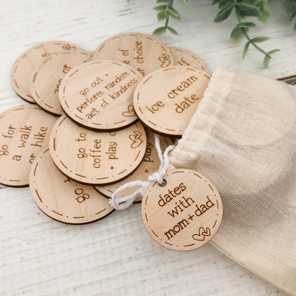 Valentines Day Family Activity Tokens | Valentines Day Gift for Kids Gift Basket | Dates With Mom, Dates With Dad | Valentine Bucket List