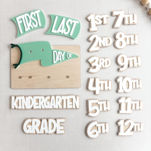 First & Last Day of School Sign | Magnetic School Milestone Board | Reusable Wooden Photo Prop | Interchangeable Grades