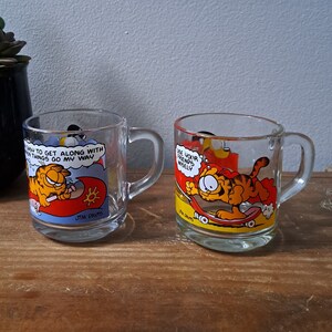 Vintage 1978 McDonald&#39;s Garfield glass coffee cup mug by Jim Davis - select favorite