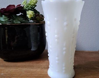 Vintage white milk glass vase,  flower vase