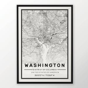 Washington City Karte drucken, moderne zeitgenössische Plakat in den Größen 50 x 70 passend für Ikea Rahmen alle Stadt erhältlich London, New York-Paris-Madrid