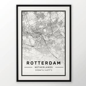 Rotterdam City Map Print, Modern Contemporary poster in sizes 50x70 fit for Ikea frame 19.5 x 27.5 All city available London, New York Paris image 1