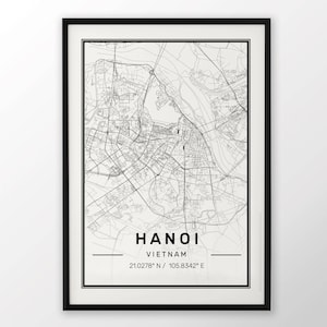 Hanoi Stadt Karte Druck moderne zeitgenössische Plakat in den Größen 50 x 70 passend für Ikea Rahmen 19,5 x 27,5 alle Stadt-verfügbar-London, New York-Paris