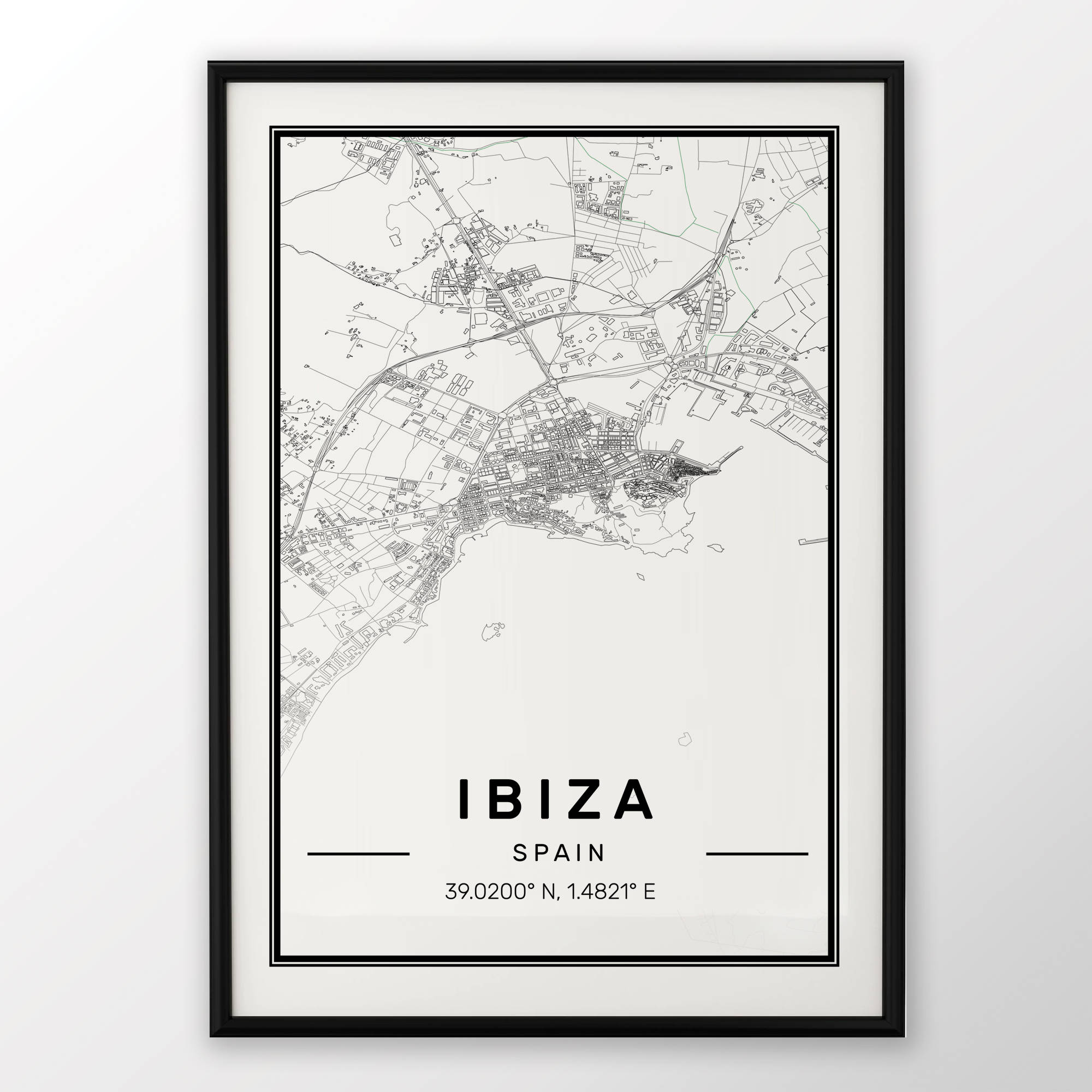 Ibiza City Map Print Modern Contemporary Poster in Sizes 50x70 | Etsy