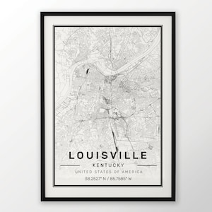 Louisville City Map Print, Personalizado Personalizado, 3 por el precio de 2 cartel de mapa de arte de pared moderna en tamaño 50x70 ajuste para marco de Ikea Toda la ciudad