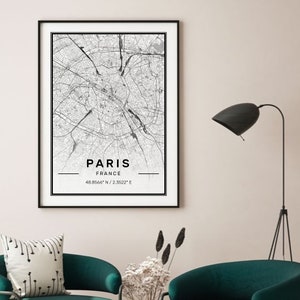 City Map Prints, Custom Personalised, 3 for the price of 2 Modern Wall Art map poster in size 50x70 fit for Ikea frame All city available image 2