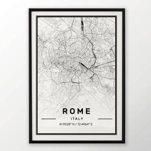 Rome ville carte impression, affiche moderne contemporain dans les tailles 50 x 70 pour Ikea cadre tout ville disponible Londres, New york Paris Madrid Rome