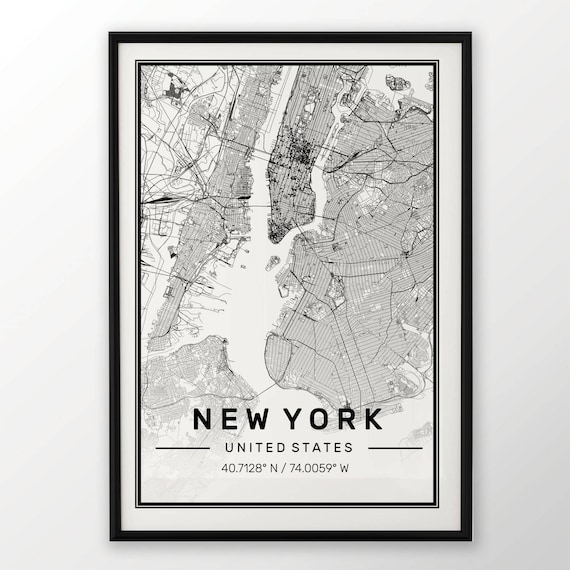 Overstijgen ik ben ziek Bukken New York City Map Print Modern Contemporary Poster in Sizes - Etsy