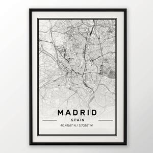 Madrid City Karte drucken, moderne zeitgenössische Plakat in den Größen 50 x 70 passend für Ikea Rahmen alle Stadt erhältlich London, New York-Paris-Madrid-Rom