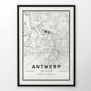 Antwerpen City Map Druck moderne zeitgenössische Plakat in den Größen 50 x 70 passend für Ikea Rahmen 19,5 x 27,5 alle Stadt-verfügbar-London, New York-Paris