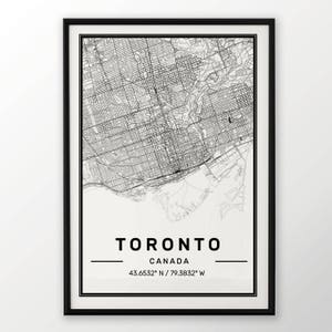Toronto Stadt Karte Drucken, moderne zeitgenössische Plakat in den Größen 50 x 70 fit für Ikea Rahmen alle Stadt verfügbar London, New York Paris Madrid Rom