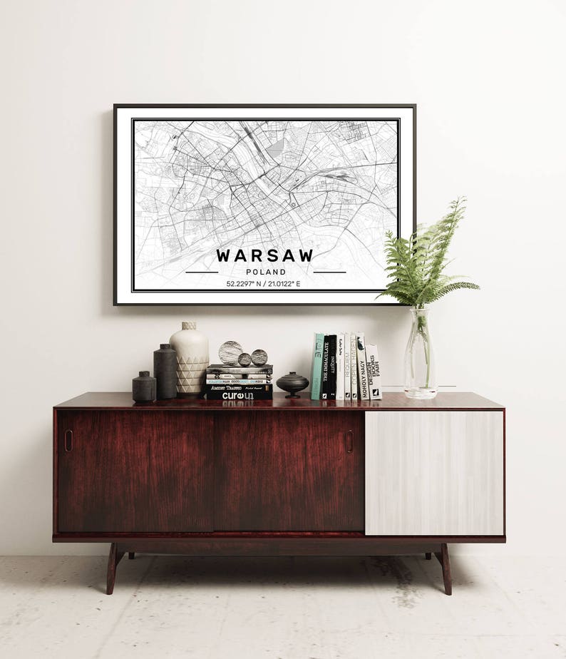 Barcelona City Map Print, Modern Contemporary poster in sizes 50x70 fit for Ikea frame All city available London, New york Paris Madrid Rome image 3