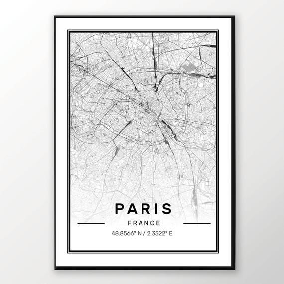 Bliksem Gladys Teken Parijs stad kaart afdrukken moderne hedendaagse poster in - Etsy Nederland