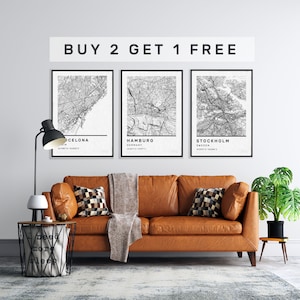 City Map Prints, Custom Personalised, 3 for the price of 2 Modern Wall Art map poster in size 50x70 fit for Ikea frame All city available image 9