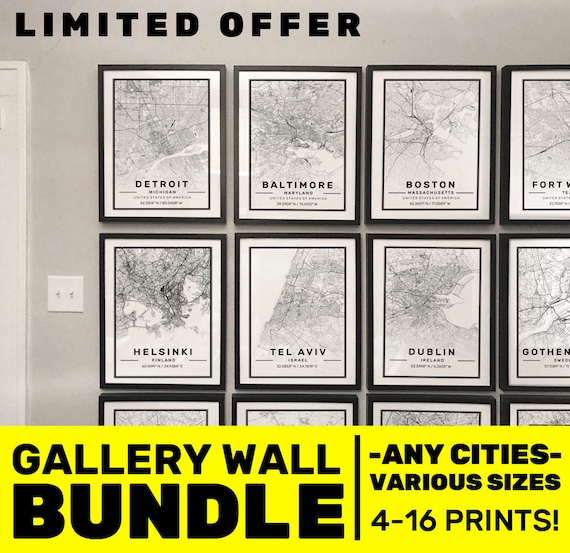 Download Custom City Map Prints Personalised Bundle Gallery Wall City Etsy